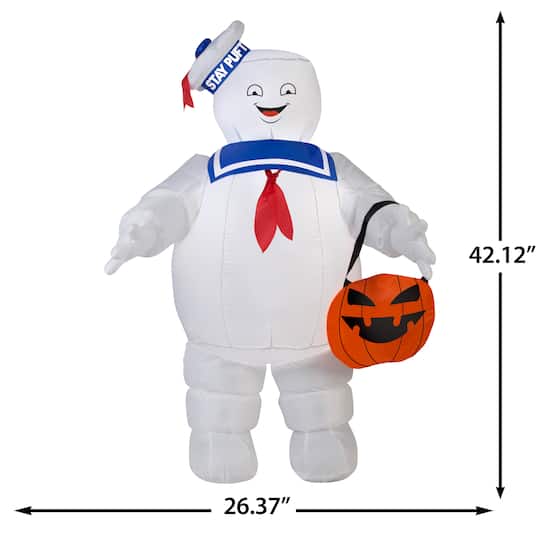 3.5ft. Airblown® Inflatable Ghostbusters Stay Puft Marshmallow Man with Pumpkin Tote Halloween Décor